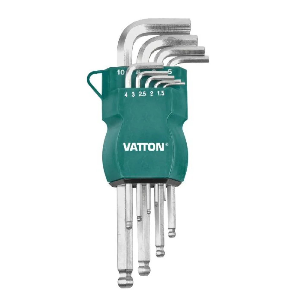 JUEGO LLAVE ALLEN VATTON LARGA CR-V PUNTA BOLA 9 PIEZAS · Alfa Dyser
