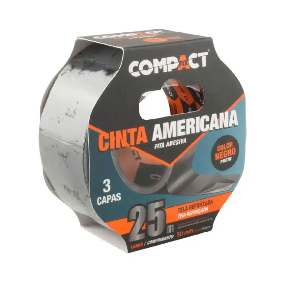 CINTA AMERICANA COMPACT NEGRA 50MM x 25M · Alfa Dyser