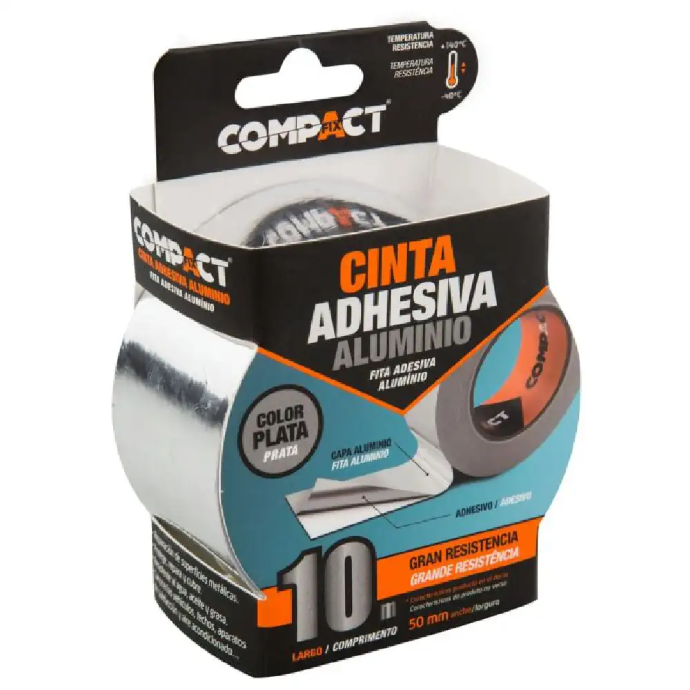 CINTA ALUMINIO COMPACT PLATA 50MM x 10M · Alfa Dyser