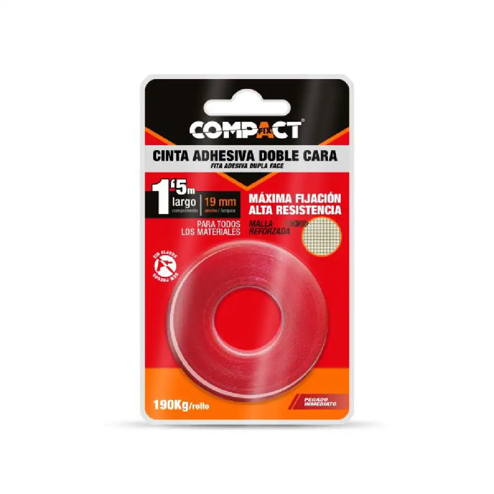CINTA DOBLE CARA MALLADA COMPACT 2,5Mx19MM · Alfa Dyser