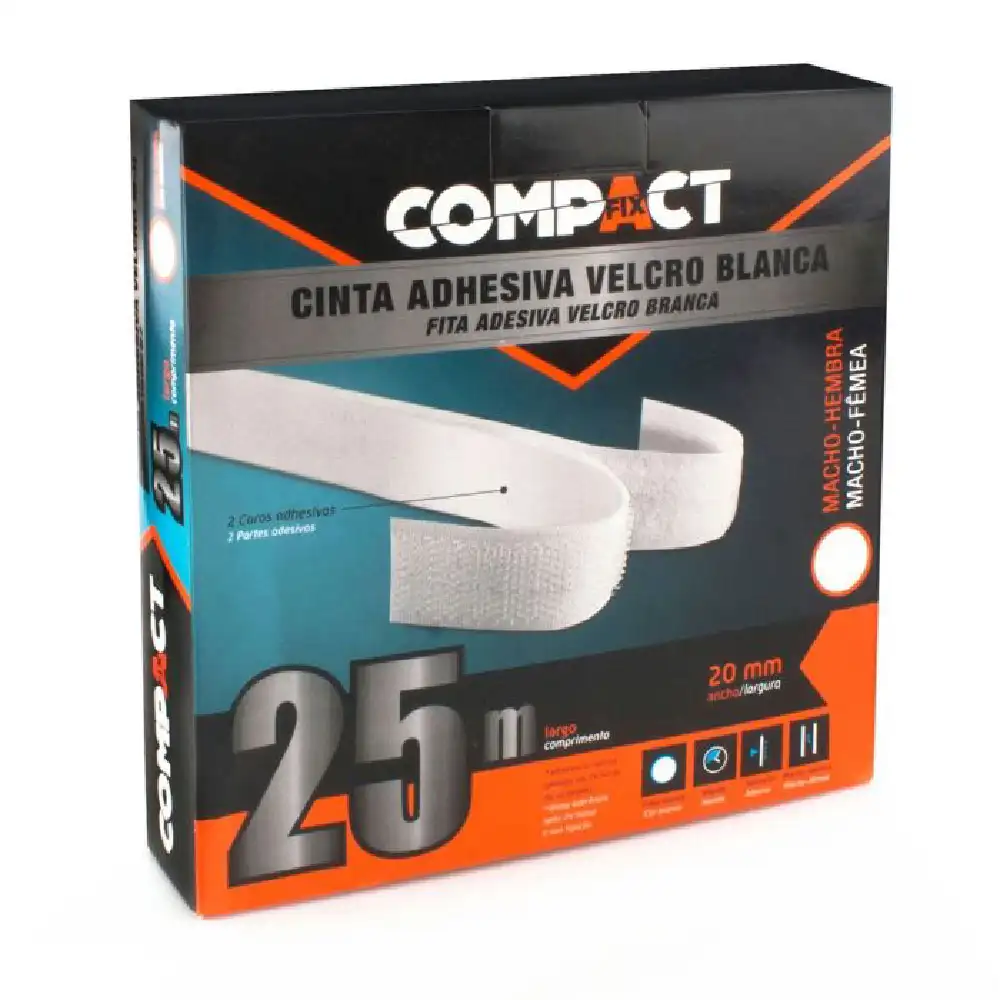 CINTA VELCRO COMPACT BLANCA M-H 20MM x 25M · Alfa Dyser
