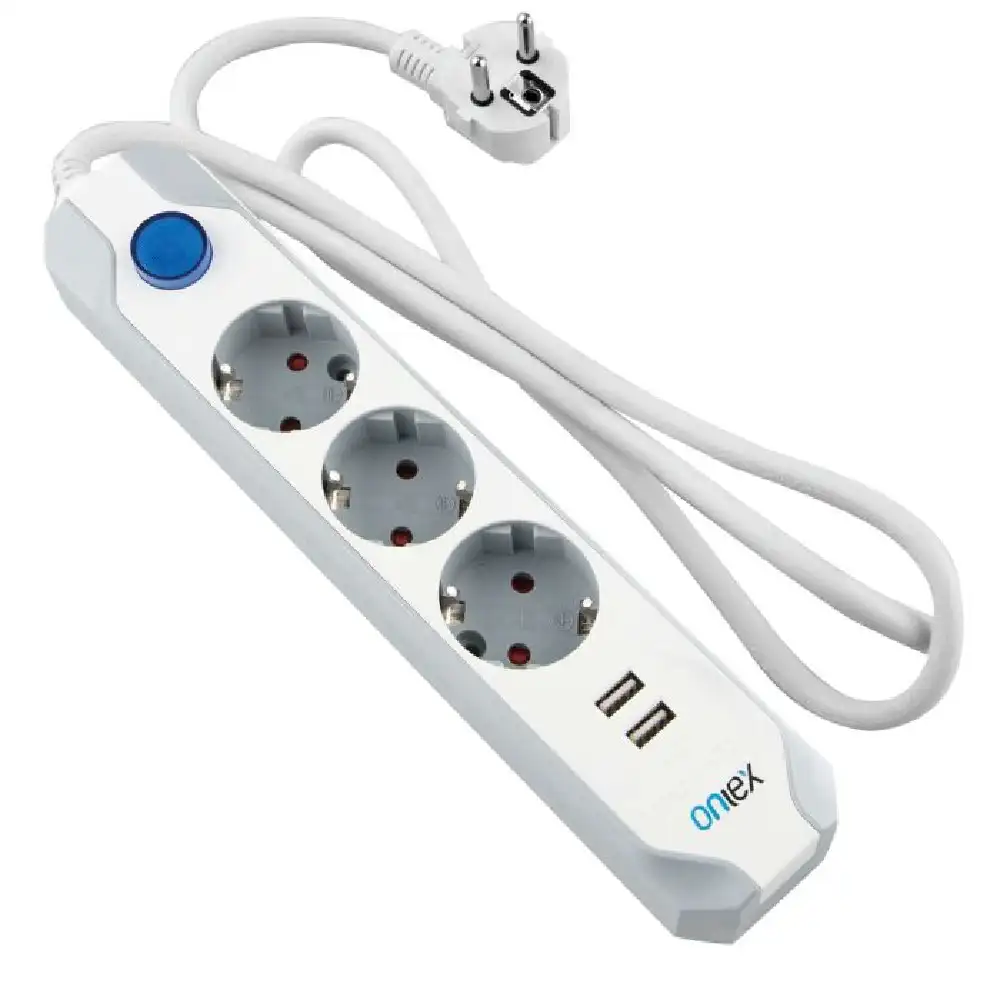 BASE ONLEX PRO 3 TOMAS + 2USB INTERRUPTOR 1,5 MTS · Alfa Dyser