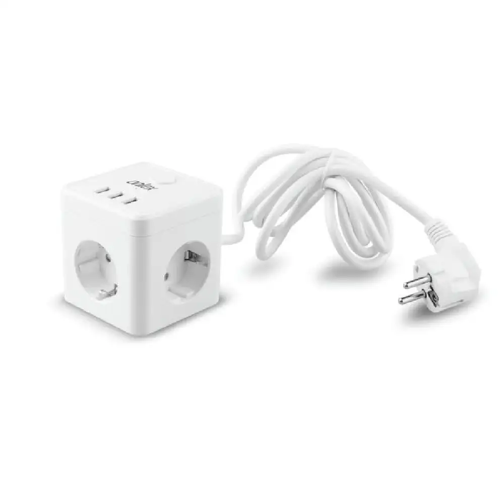 POWERCUBE 10A 3 TOMAS + 3USB ONLEX CABLE 1,5M BLANCO · Alfa Dyser