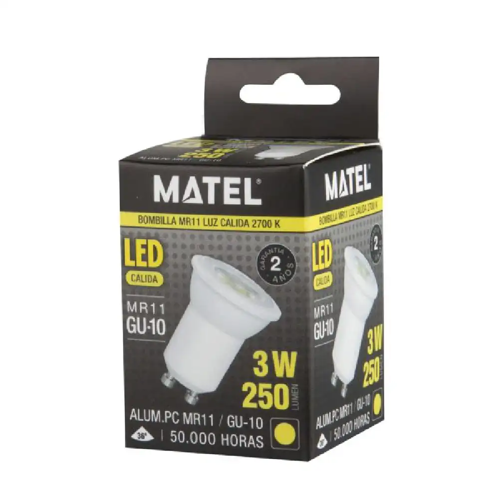BOMBILLA LED MATEL DICROICA GU10 3W CÁLIDA · Alfa Dyser